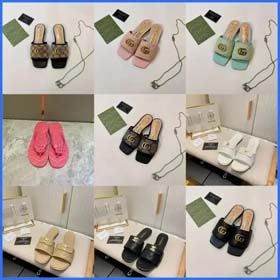 Gucci Burberry nowe letnie mody klasyczne haftowane płaskie pięty lekkie sandały-2340  