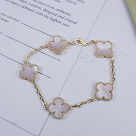 Van Cleef & Arpels pięć-kwiatowa bransoletka różowa powłoka piękna-3527  