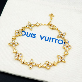 Louis Vuitton LV wkładki cyrkon kwiatowy pusty bransoletka-3542  