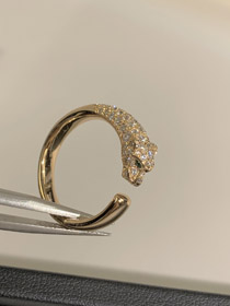 Cartier pół diament leopard mikro wkładki pierścień-3556  