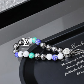 Louis Vuitton LV kolorowe koraliki litery szyć kwiatową bransoletkę z łańcuchem metalowym-3557  