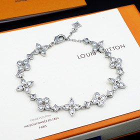 Louis Vuitton LV wkładki cyrkon kwiatowy pusty bransoletka-3572  