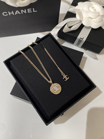 Chanel światło złoto złoto i srebro kolor dopasowanie okrągły naszyjnik-3593  