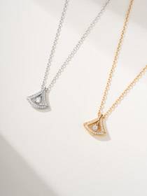 Bulgari platyna pełny diament wentylator naszyjnik-3609  