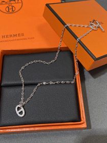 Hermes świnia nos pełny diamentowy naszyjnik-3613  