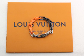 Louis Vuitton LV srebro, pomarańczowe i czarne trzykolorowe splicing hartowane bambusowe bransoletki  