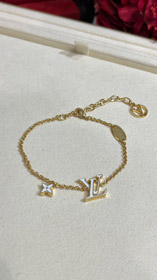 Louis Vuitton LV biała emajl list złota bransoletka-3643  