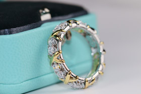 Tiffany pełny rząd diament krzyż X pierścień-3675  
