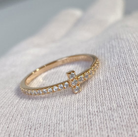 Tiffany złota cewka pełny pierścień diamentowy-3682  
