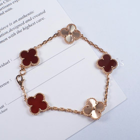 Van Cleef & Arpels Czerwony Agat Laser Kwiat Bransoletka-3690  