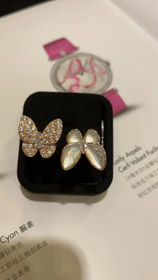 Van Cleef & Arpels Biała Matka Perły Diament Motyl Rose Gold Ring-3734  