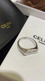 Celine czarny list druk srebrny pierścień-3737