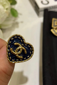 Chanel vintage złoto podwójne C denim wzór miłość pierścień-3738