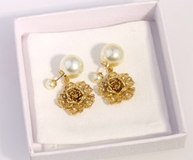 Dior duże i małe peony perła kolczyki-3771  