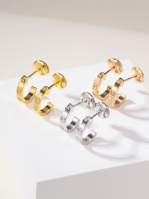 Cartier różowe złoto, żółte złoto i białe złoto kolczyki-3779