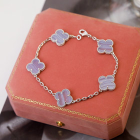 Van Cleef & Arpels cztery liście szczęśliwy fioletowy chalcedony bransoletka-3830