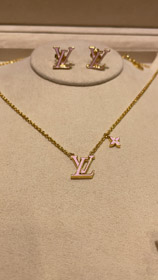 Louis Vuitton LV różowy email list naszyjnik-3873  
