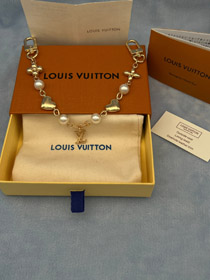 Louis Vuitton LV łańcuch metalowy ozdobiony liter, kwiatów, serca w kształcie perły bransoletki-3886  