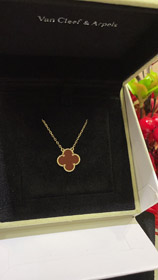 Van Cleef & Arpels Carnelian cztery liście Clover złoty naszyjnik-3888  