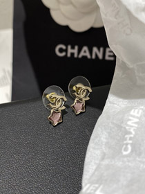 Chanel różowa gwiazda światło złote kolczyki-3929  