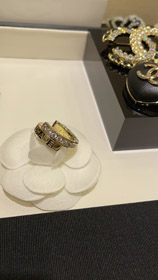 Chanel podwójne złe wyrównane złoto podwójne C pierścień-3961  