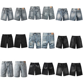 Fioletowy Nowy gorący diament denim retro szorty myte szorty proste-4254  