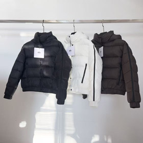 ALO Gruba i ciepła kurtka z tkanym kapturem wstążkowym-4900  