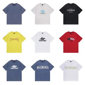 Balenciaga czysta bawełna drukowany list koszulka z krótkim rękawem-5174  