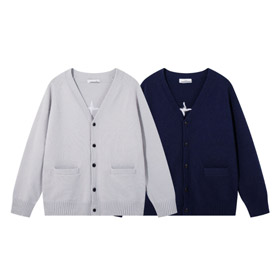 Kamień Wyspa V-szyjka kardigan kurtka z dzianiny-5252  