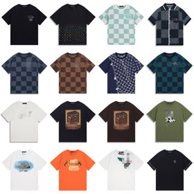 Louis Vuitton LV dziane szachy wzór list żakard wypoczynkowe luźne koszulka z krótkim rękawem-5308  