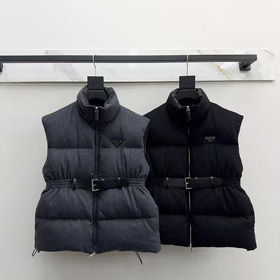 Prada nowa kamizelka z kołnierzem w dół z logo i regulowaną talią-5354  