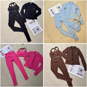 ALO nowy kontrastujący kolor haftowany zamkiem jogi i zestaw treningowy-5367  