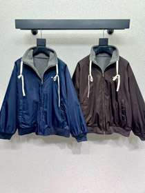 Miu Miu nowy odwracalny zip-up luźno dopasowana kurtka casual-5373  