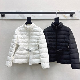 Dior nowy design kurtka z kołnierzem z zipem w dół z pasem w talii-5388  