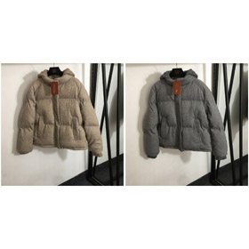 Loro Piana pełny kolor casual dzianinowa kurtka z kapturem z odłącznym kapturem-5397  