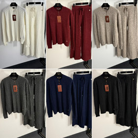 Loro Piana high-end dziane kable-dziane paskowy sweter i spodnie szerokonogowe-5401  