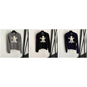 Celine high-end nowoczesny przyjazd, prosty okrągły szyja długi rękaw dzianinowy sweter-5403  