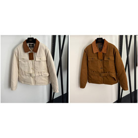 Loro Piana nowy kołnierz corduroy długi rękaw wyściełczona kurtka z bawełny-5409  