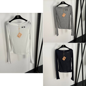 Miu Miu z ramienia cienka koszulka z długim rękawem-5413  