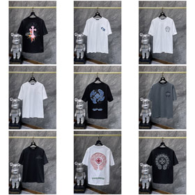 Chrome Hearts CH nowa haftowana luźno dopasowana koszulka z krótkim rękawem-5426  