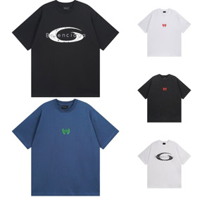 Balenciaga nowy luźno-dopasowane umyte i niepokojące koszulka z krótkim rękawem-5430  