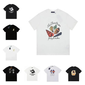 Louis Vuitton LV Drukowana kolekcja minimalistyczna koszulka z krótkim rękawem-5511  