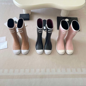 Chanel stylowe i wszechstronne antypoślizgowe buty deszczowe w środku cielęcia-5728  