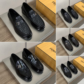 Fendi skórzane slip-on loafery ze skórzaną podszewką-5753  