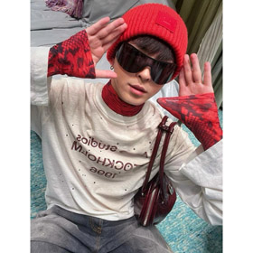 Acne Studios strass-ozdobiony długi rękaw T-shirt-5949  